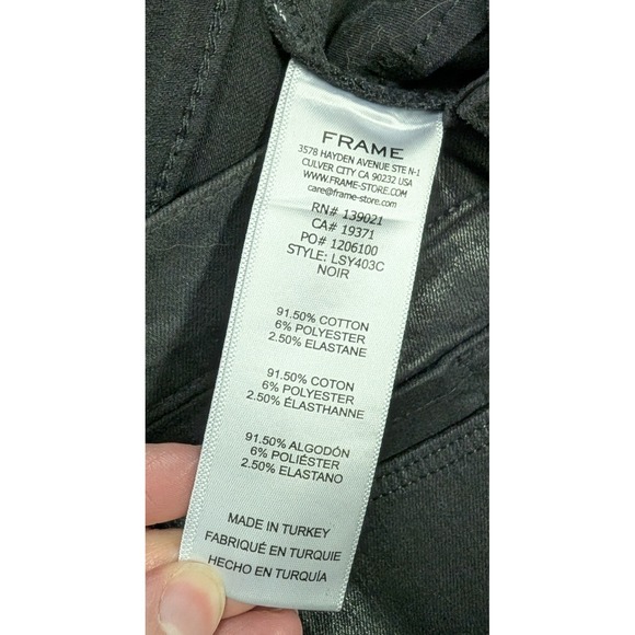 FRAME Le Sylvie Coated High Rise Slim Leg Jeans Edgy Alternative Sexy Black 31 - Picture 8 of 8